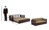 Elementra Solid Sheesham Wood 3 Seater Sofa Cum Bed With Storage (Walnut Finish)